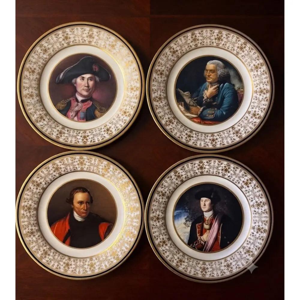 Vintage Set of Four American Founding Fathers Commemorative Porcelain Plates